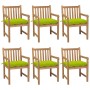 Garden chairs 6 pcs solid teak wood glossy green cushions by vidaXL, Garden chairs - Ref: Foro24-3073057, Price: 824,62 €, Di...