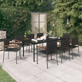 Juego de comedor para jardín 9 piezas negro de vidaXL, Conjuntos de jardín - Ref: Foro24-3099418, Precio: 615,31 €, Descuento: %