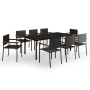 Garden dining set 9 pieces black by vidaXL, Garden sets - Ref: Foro24-3099418, Price: 615,31 €, Discount: %