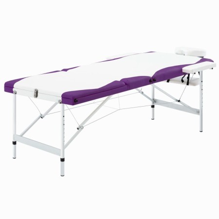 Klappbare Massageliege 3 Zonen aus weißem und violettem Aluminium von vidaXL, Massageliegen - Ref: Foro24-110241, Preis: 163,...