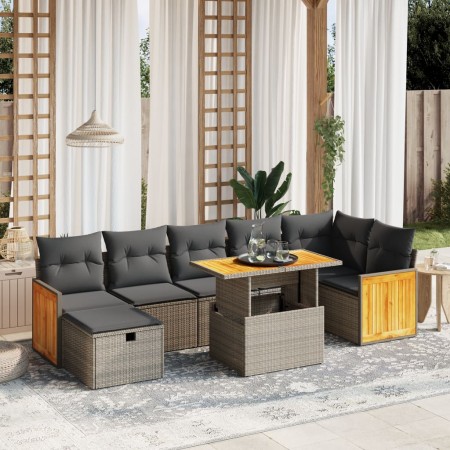 Garden sofa set 8 pieces and gray synthetic rattan cushions by vidaXL, Garden sets - Ref: Foro24-3276259, Price: 575,61 €, Di...