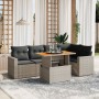 Set de muebles de jardín 6 pzas y cojines ratán sintético gris de vidaXL, Conjuntos de jardín - Ref: Foro24-3271305, Precio: ...