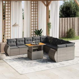 Garden sofa set 11 pieces and gray synthetic rattan cushions by vidaXL, Garden sets - Ref: Foro24-3272390, Price: 789,79 €, D...