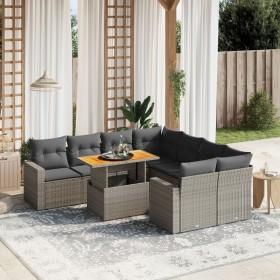 Garden furniture set 9 pieces and gray synthetic rattan cushions by vidaXL, Garden sets - Ref: Foro24-3271242, Price: 632,99 ...