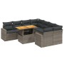 Garden furniture set 9 pieces and gray synthetic rattan cushions by vidaXL, Garden sets - Ref: Foro24-3271242, Price: 638,84 ...