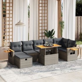 Set de sofás de jardín 8 pzas y cojines ratán sintético gris de vidaXL, Conjuntos de jardín - Ref: Foro24-3276154, Precio: 58...