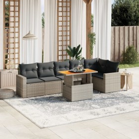 7-piece garden sofa set with gray PE rattan cushions by vidaXL, Garden sets - Ref: Foro24-3271326, Price: 503,99 €, Discount: %