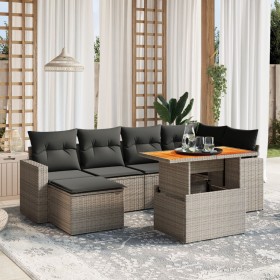 7-piece garden sofa set with gray PE rattan cushions by vidaXL, Garden sets - Ref: Foro24-3271417, Price: 473,99 €, Discount: %