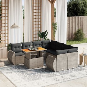 9-teiliges Gartenmöbel-Set und Kissen synthetisches Rattangrau von vidaXL, Gartensets - Ref: Foro24-3272124, Preis: 674,93 €,...