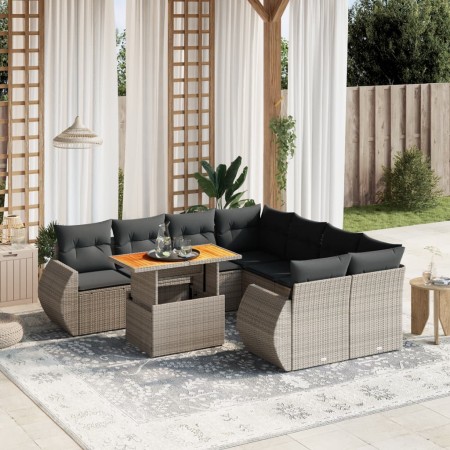 9-teiliges Gartenmöbel-Set und Kissen synthetisches Rattangrau von vidaXL, Gartensets - Ref: Foro24-3272124, Preis: 660,44 €,...