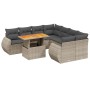 Set de muebles de jardín 9 pzas y cojines ratán sintético gris de vidaXL, Conjuntos de jardín - Ref: Foro24-3272124, Precio: ...