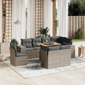 9-teiliges Gartenmöbel-Set und Kissen synthetisches Rattangrau von vidaXL, Gartensets - Ref: Foro24-3272733, Preis: 723,08 €,...