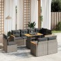 Set de muebles de jardín 9 pzas y cojines ratán sintético gris de vidaXL, Conjuntos de jardín - Ref: Foro24-3273174, Precio: ...