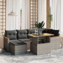 7-piece garden sofa set with gray PE rattan cushions by vidaXL, Garden sets - Ref: Foro24-3273181, Price: 469,83 €, Discount: %