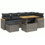 7-piece garden sofa set with gray PE rattan cushions by vidaXL, Garden sets - Ref: Foro24-3273181, Price: 469,83 €, Discount: %