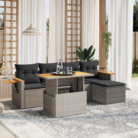 6-piece garden furniture set with gray synthetic rattan cushions by vidaXL, Garden sets - Ref: Foro24-3271732, Price: 405,79 ...