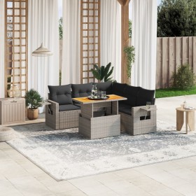 6-piece garden furniture set with gray synthetic rattan cushions by vidaXL, Garden sets - Ref: Foro24-3271753, Price: 464,63 ...