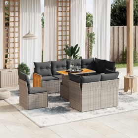 Set de muebles de jardín 9 pzas y cojines ratán sintético gris de vidaXL, Conjuntos de jardín - Ref: Foro24-3274056, Precio: ...