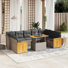 Garden sofa set 10 pieces with gray synthetic rattan cushions by vidaXL, Garden sets - Ref: Foro24-3274105, Price: 702,47 €, ...