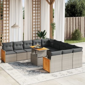 Set mit 11 Gartensofas und Kissen synthetisches Rattangrau von vidaXL, Gartensets - Ref: Foro24-3274147, Preis: 783,16 €, Rab...