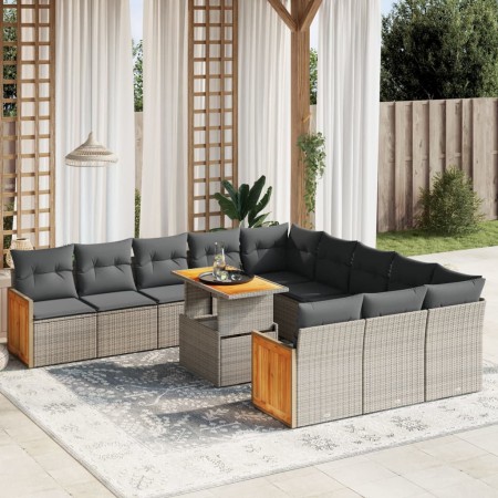 Set mit 11 Gartensofas und Kissen synthetisches Rattangrau von vidaXL, Gartensets - Ref: Foro24-3274147, Preis: 766,04 €, Rab...