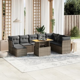 Garden furniture set 9 pieces and gray synthetic rattan cushions by vidaXL, Garden sets - Ref: Foro24-3275517, Price: 600,73 ...