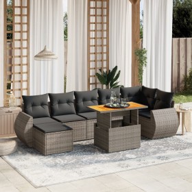 Set de sofás de jardín 8 pzas y cojines ratán sintético gris de vidaXL, Conjuntos de jardín - Ref: Foro24-3275825, Precio: 58...