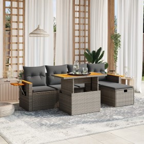 Set de muebles de jardín 6 pzas y cojines ratán sintético gris de vidaXL, Conjuntos de jardín - Ref: Foro24-3276140, Precio: ...