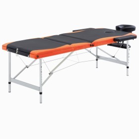 Camilla de masaje plegable 3 zonas aluminio negro y naranja de vidaXL, Mesas de masaje - Ref: Foro24-110235, Precio: 163,74 €...