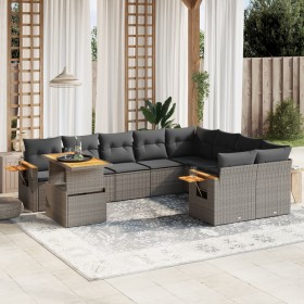 Garden sofa set 10 pieces with gray synthetic rattan cushions by vidaXL, Garden sets - Ref: Foro24-3273685, Price: 701,50 €, ...