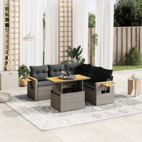 6-piece garden furniture set with gray synthetic rattan cushions by vidaXL, Garden sets - Ref: Foro24-3273517, Price: 459,16 ...