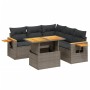 Set de muebles de jardín 6 pzas y cojines ratán sintético gris de vidaXL, Conjuntos de jardín - Ref: Foro24-3273517, Precio: ...