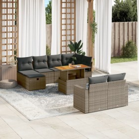 Set de sofás de jardín 11 pzas y cojines ratán sintético gris de vidaXL, Conjuntos de jardín - Ref: Foro24-3276516, Precio: 7...