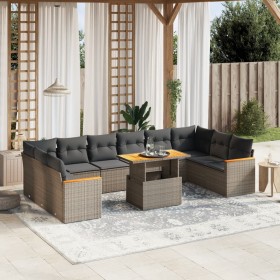 Garden sofa set 11 pieces and gray synthetic rattan cushions by vidaXL, Garden sets - Ref: Foro24-3273251, Price: 740,22 €, D...