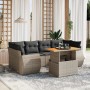 7-piece garden sofa set with gray PE rattan cushions by vidaXL, Garden sets - Ref: Foro24-3272096, Price: 524,99 €, Discount: %