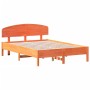 Estructura cama con cabecero madera pino marrón cera 140x190 cm de vidaXL, Camas y somieres - Ref: Foro24-3207228, Precio: 18...