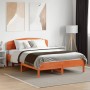 Bed frame with wax brown pine wood headboard 140x190 cm by vidaXL, Beds and slatted bases - Ref: Foro24-3207228, Price: 182,4...