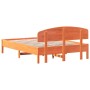 Estructura cama con cabecero madera pino marrón cera 140x190 cm de vidaXL, Camas y somieres - Ref: Foro24-3207228, Precio: 18...