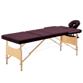 Klappbare Massageliege 3 Zonen Holz Wein Lila von vidaXL, Massageliegen - Ref: Foro24-110190, Preis: 142,99 €, Rabatt: %