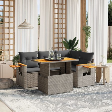 Garden sofa set with 5-piece synthetic rattan gray cushions by vidaXL, Garden sets - Ref: Foro24-3271739, Price: 395,19 €, Di...