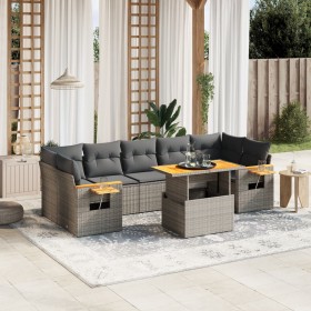 Garden sofa set 8 pieces and gray synthetic rattan cushions by vidaXL, Garden sets - Ref: Foro24-3273433, Price: 617,80 €, Di...