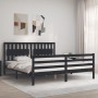 Estructura cama de matrimonio con cabecero madera maciza negro de vidaXL, Camas y somieres - Ref: Foro24-3194330, Precio: 179...