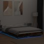 Bed frame with LED lights smoked oak wood 120x200 cm by vidaXL, Beds and slatted bases - Ref: Foro24-3281109, Price: 165,99 €...