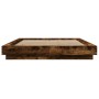 Bed frame with LED lights smoked oak wood 120x200 cm by vidaXL, Beds and slatted bases - Ref: Foro24-3281109, Price: 165,99 €...