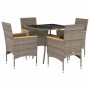 Set comedor jardín 5 pzas y cojines ratán sintético vidrio gris de vidaXL, Conjuntos de jardín - Ref: Foro24-3278706, Precio:...