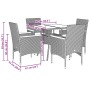 Set comedor jardín 5 pzas y cojines ratán sintético vidrio gris de vidaXL, Conjuntos de jardín - Ref: Foro24-3278706, Precio:...