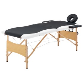 Folding massage table 2 zones black and white wood by vidaXL, massage tables - Ref: Foro24-110204, Price: 153,08 €, Discount: %