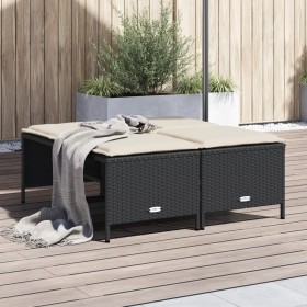 Gartenhocker mit Kissen 4 Stück synthetisches Rattan schwarz von vidaXL, Hocker für den Außenbereich - Ref: Foro24-368362, Pr...