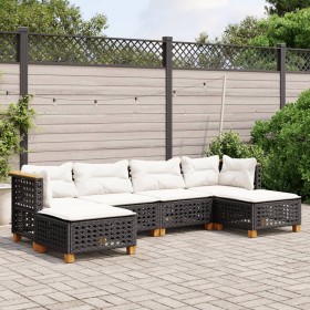 Set aus 6-teiligen Gartensofas und Kissen Kunstrattan schwarz von vidaXL, Gartensets - Ref: Foro24-3261950, Preis: 470,01 €, ...