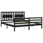 Estructura cama de matrimonio con cabecero madera maciza negro de vidaXL, Camas y somieres - Ref: Foro24-3194330, Precio: 179...